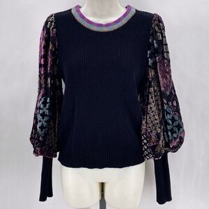 Fate black & purple puff sleeve sweater